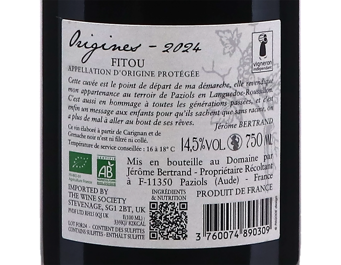 Fitou Origines, Domaine Bertrand-Bergé 2024