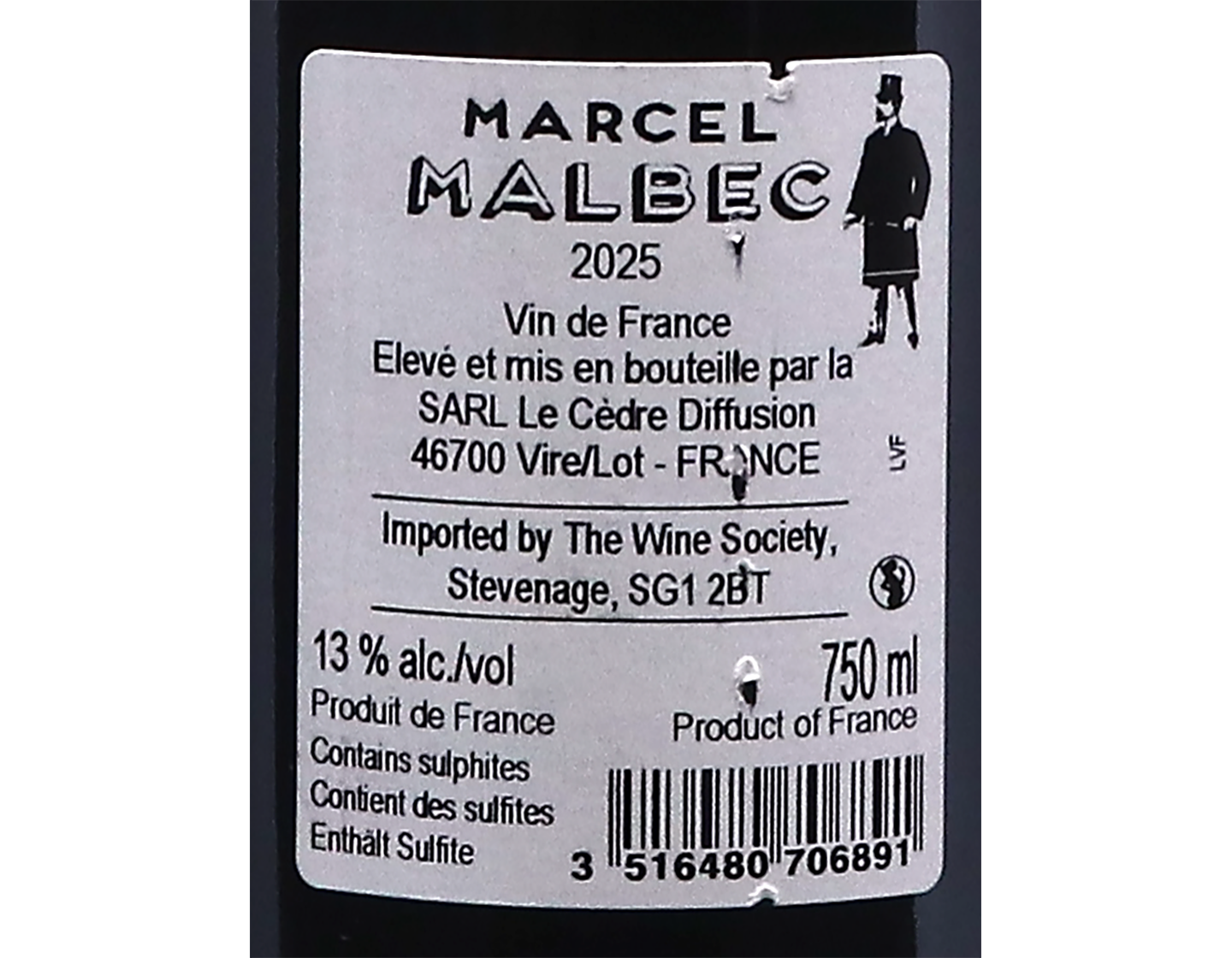 Marcel Malbec, du Cèdre, Vin de France 2025