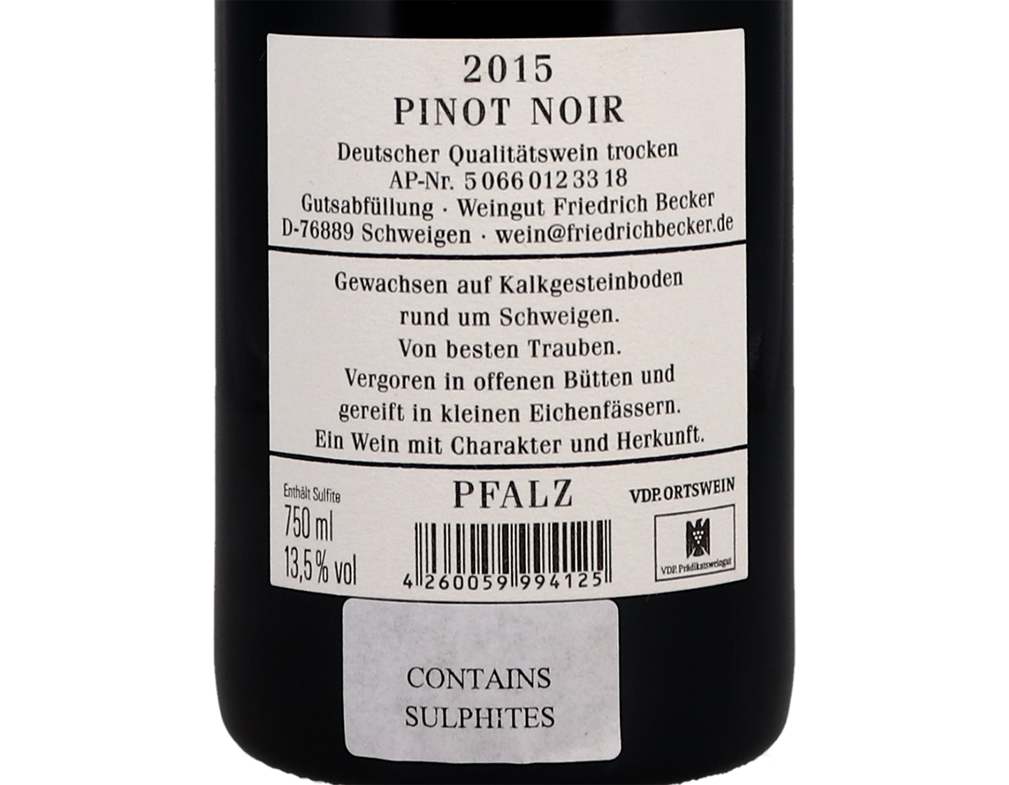 Schweigener Spatburgunder Weingut Becker 2015