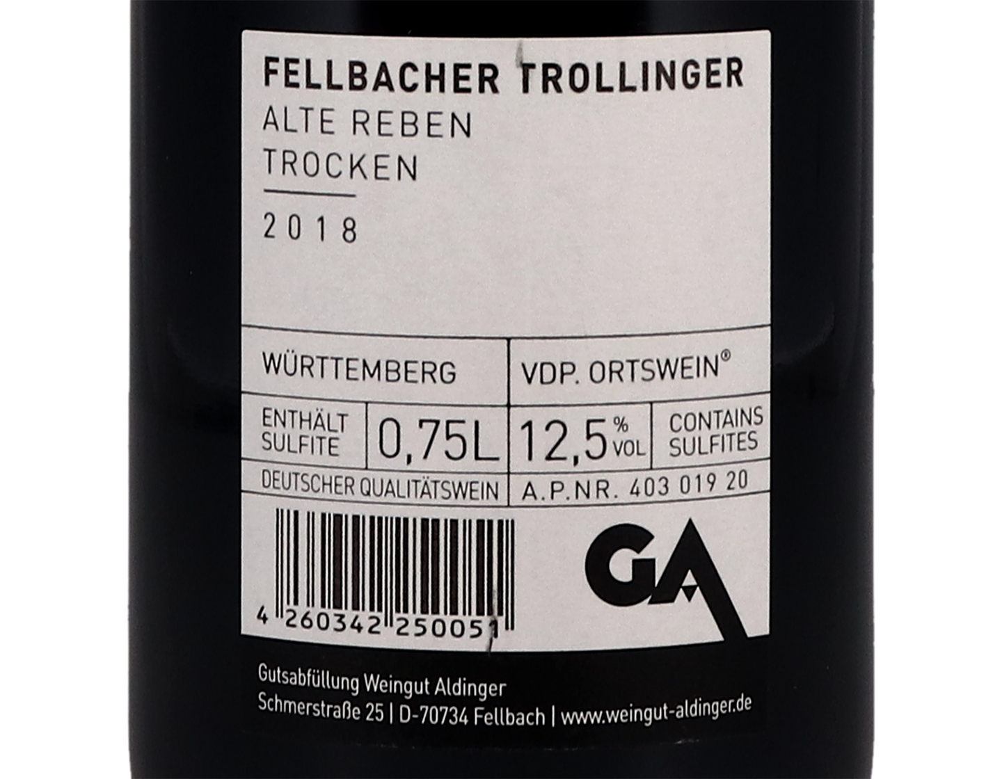 Trollinger Fellbacher Alte Reben Aldinger 2018