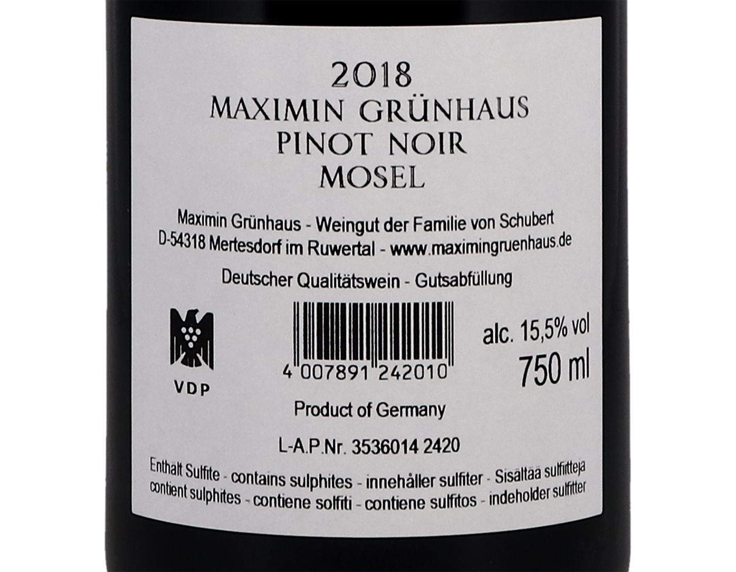 Maximin Grunhauser Pinot Noir 2018