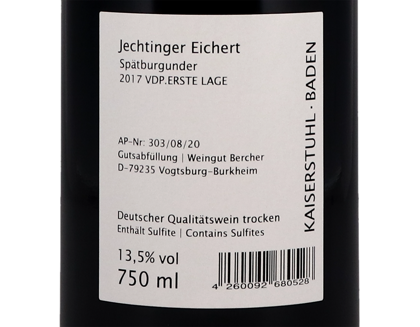 Jechtinger Eichert Spatburgunder Weingut Bercher 2017
