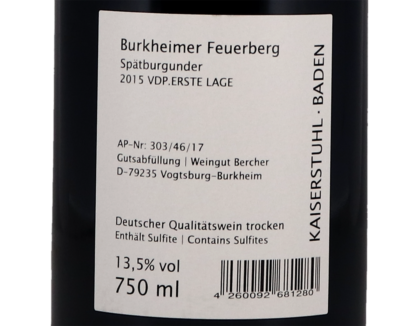 Spatburgunder Feuerberg Erste Lage Bercher 2015