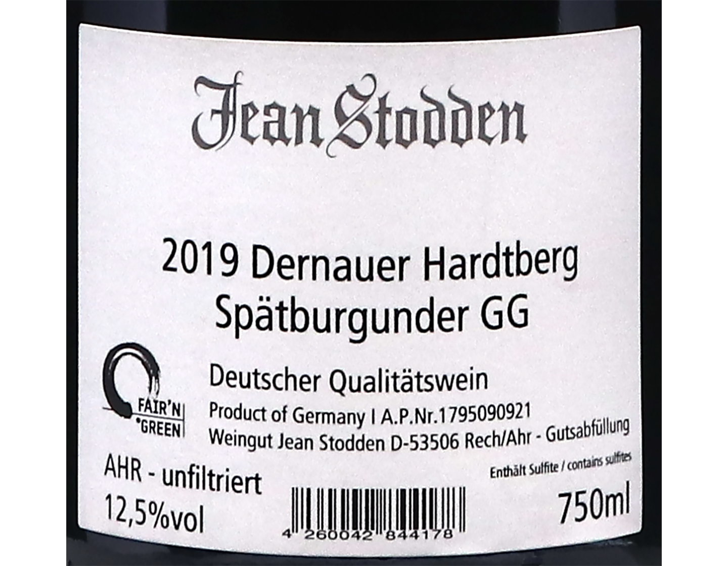 Spatburgunder Dernauer Hartdberg GG Ahr Stodden 2019