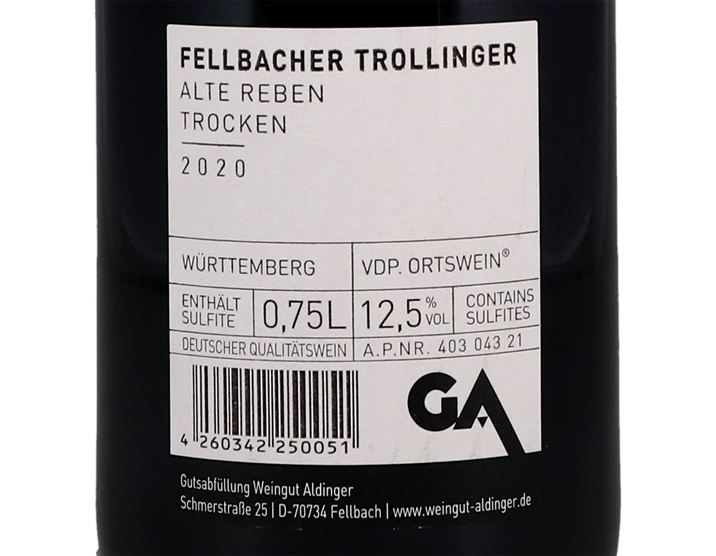 Trollinger Fellbacher Alte Reben, Aldinger 2020