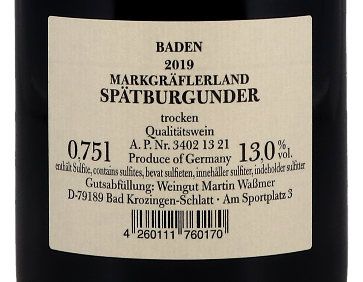 Spätburgunder, Markgräflerland, Martin Wassmer 2019