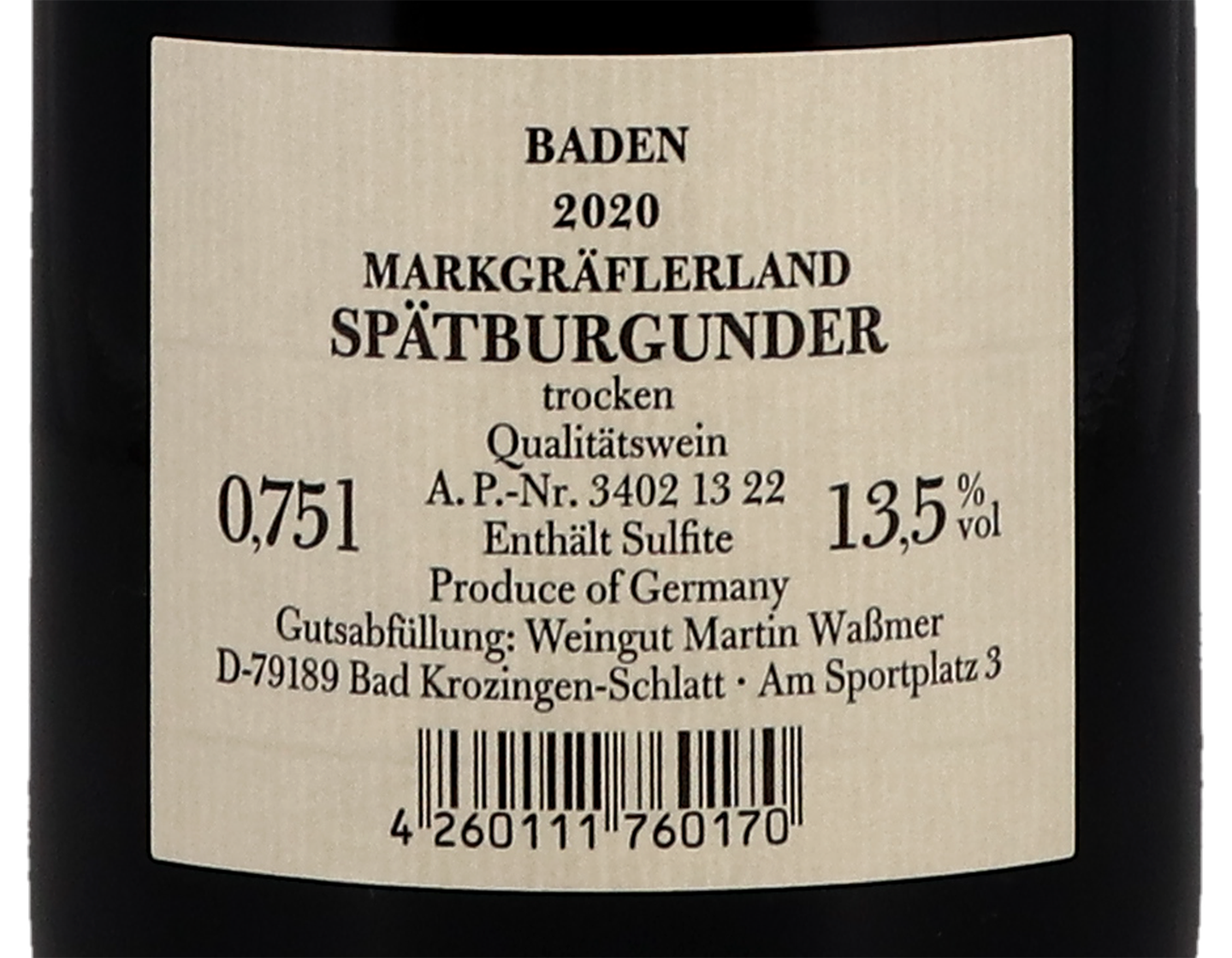 Spatburgunder Markgraflerland Martin Wassmer 2020