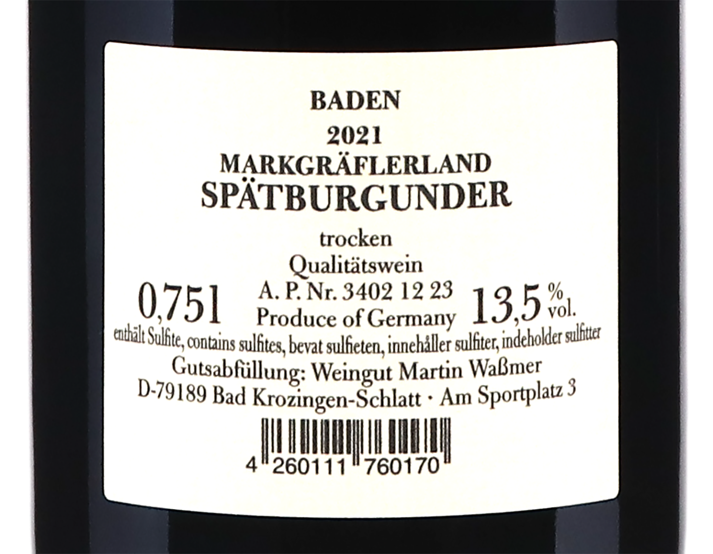 Spatburgunder Markgraflerland Martin Wassmer 2021