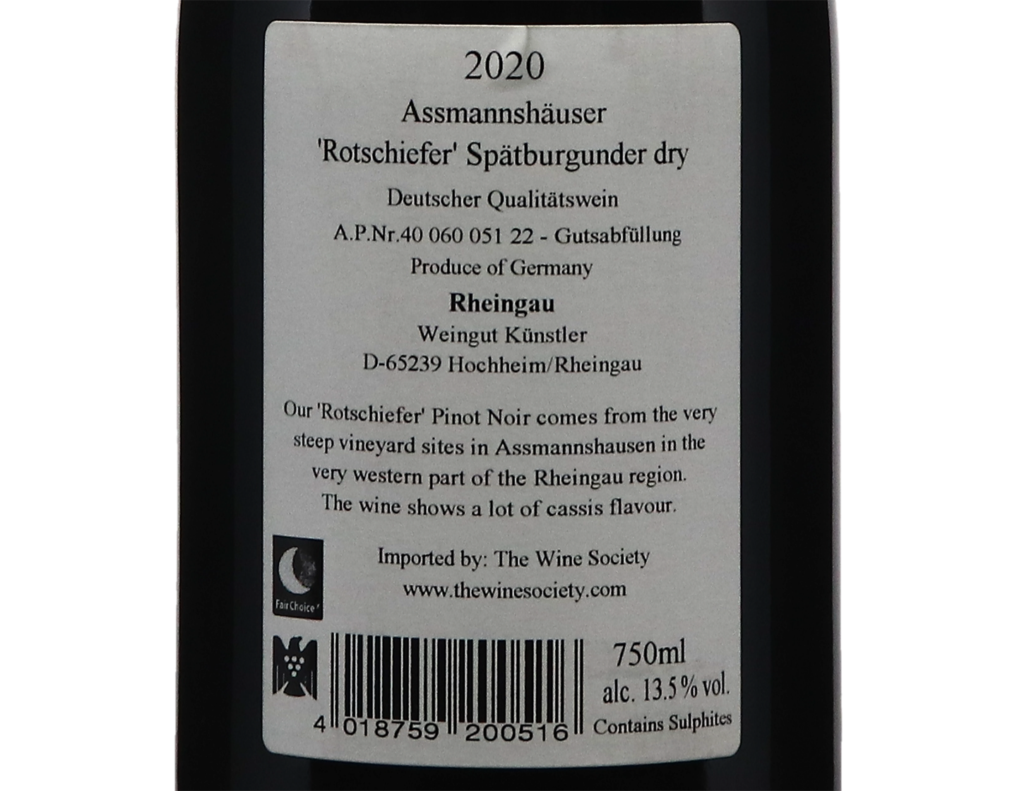 Assmannshauser Rotschiefer Pinot Noir Kunstler 2020