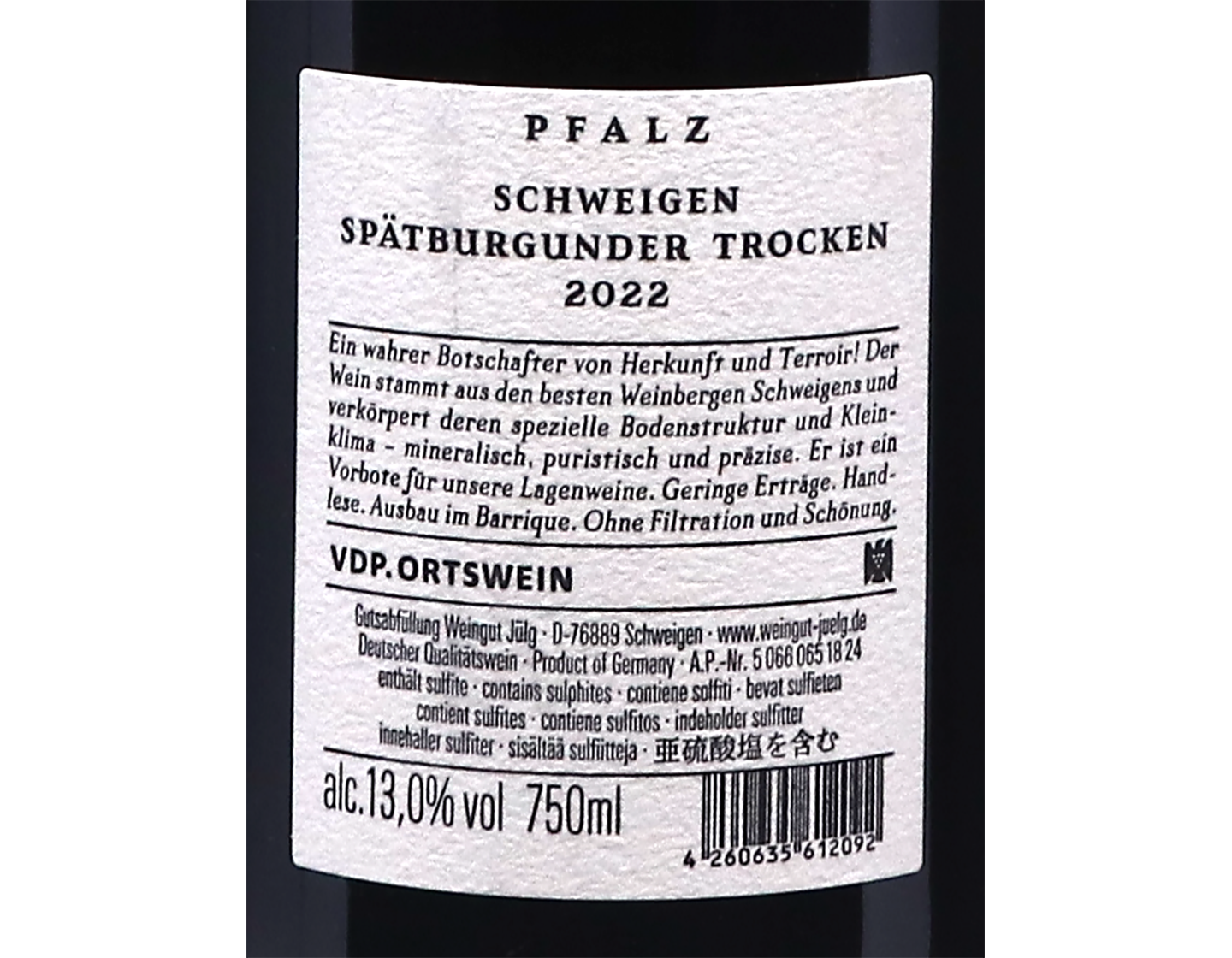Weingut Julg Schweigen Spatburgunder 2022