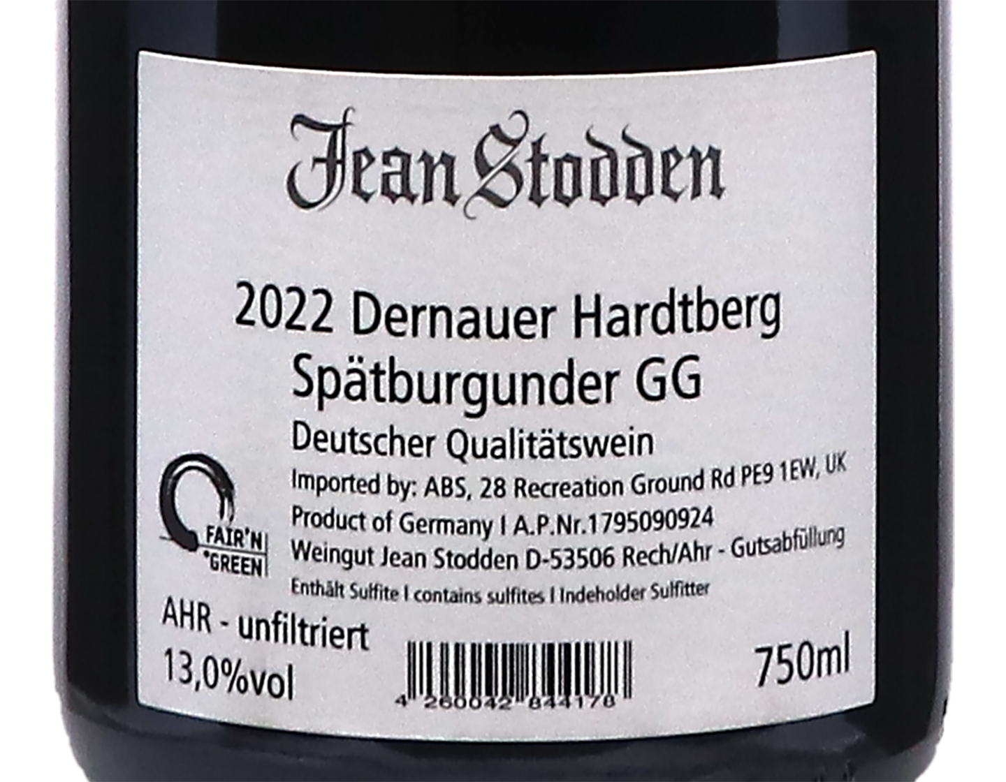 SpÃtburgunder Dernauer Hartdberg GG Ahr Stodden 2022