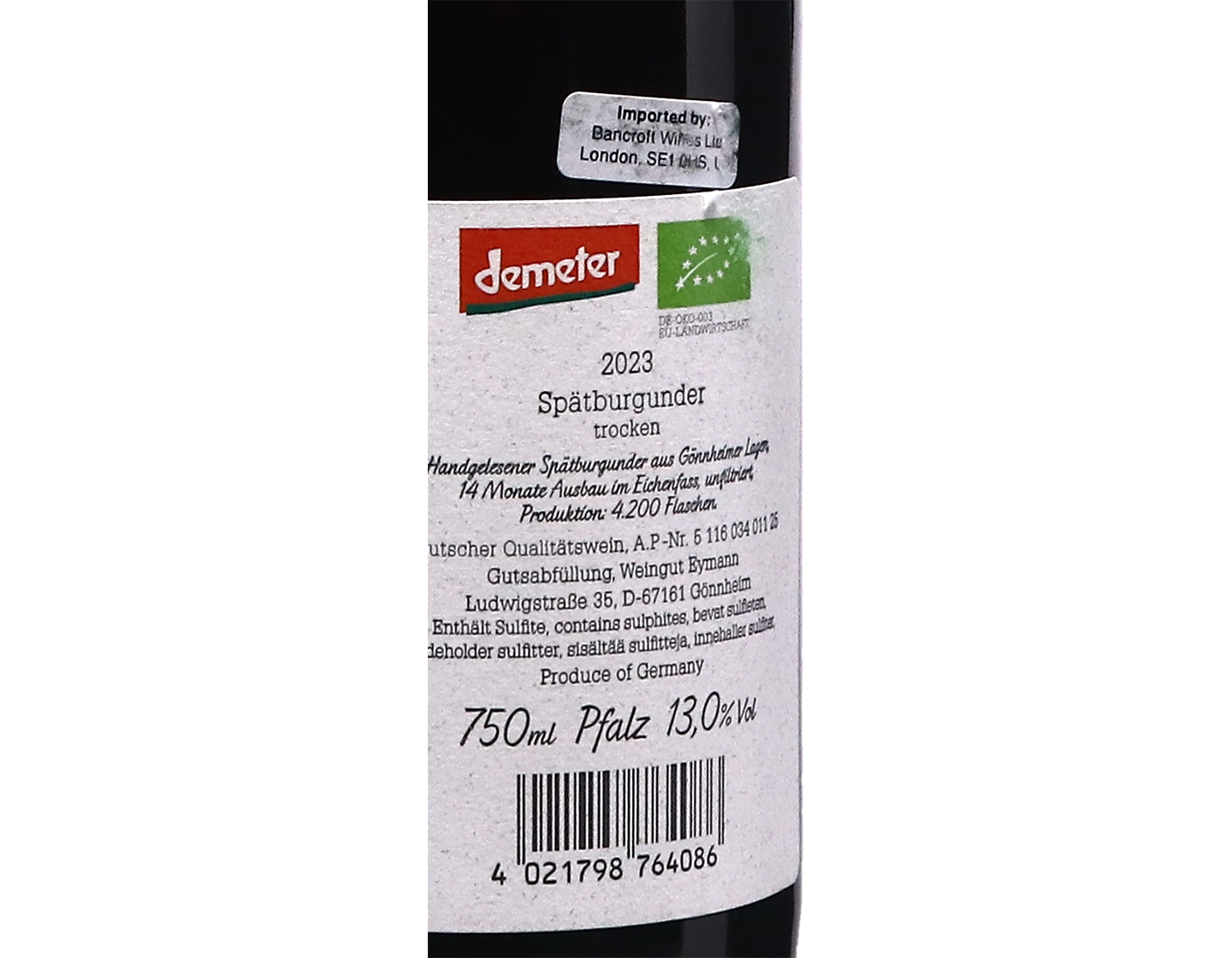Gonnheimer Spätburgunder, Weingut Eymann 2023