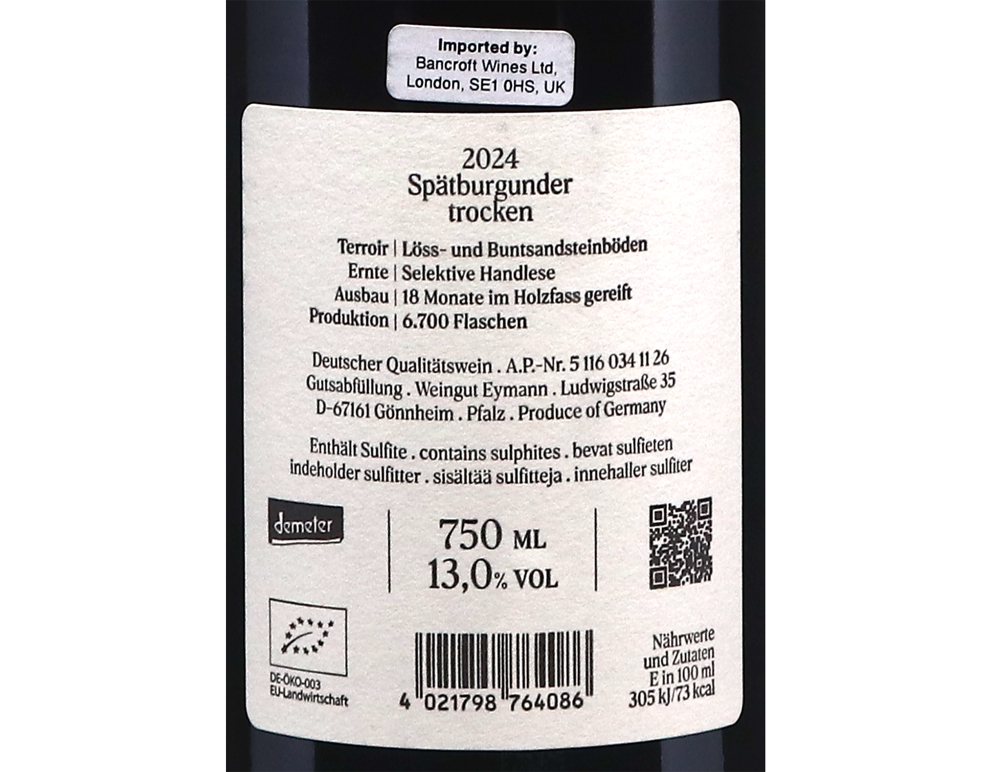 Mittelhaardt Spätburgunder, Weingut Eymann 2024