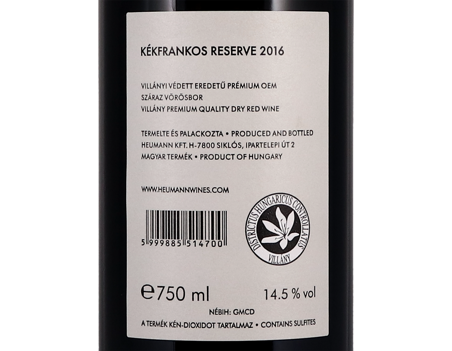 Kékfrankos Reserve, Heumann 2016