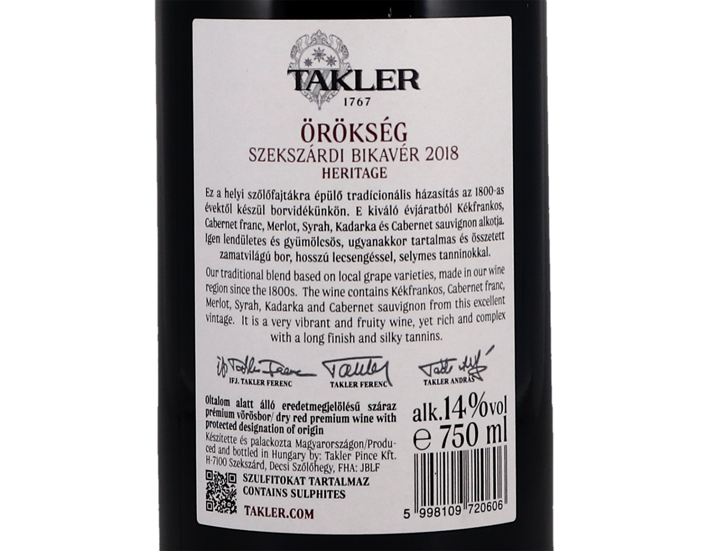 Orokseg Heritage Bikaver Takler 2018