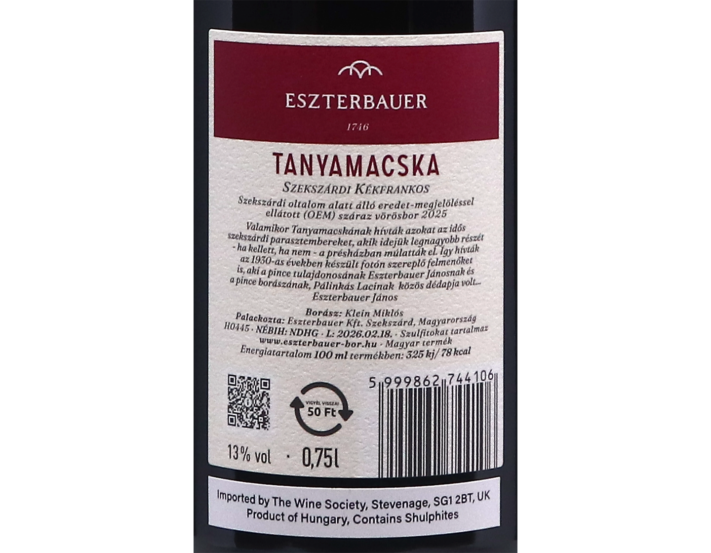 Tanyamacska Szekszárdi Kékfrankos, Eszterbauer 2025