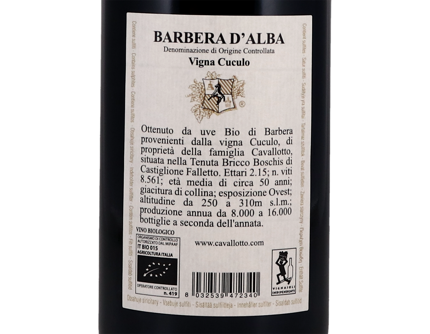 Barbera d'Alba Vigna del Cuculo, Cavallotto 2018