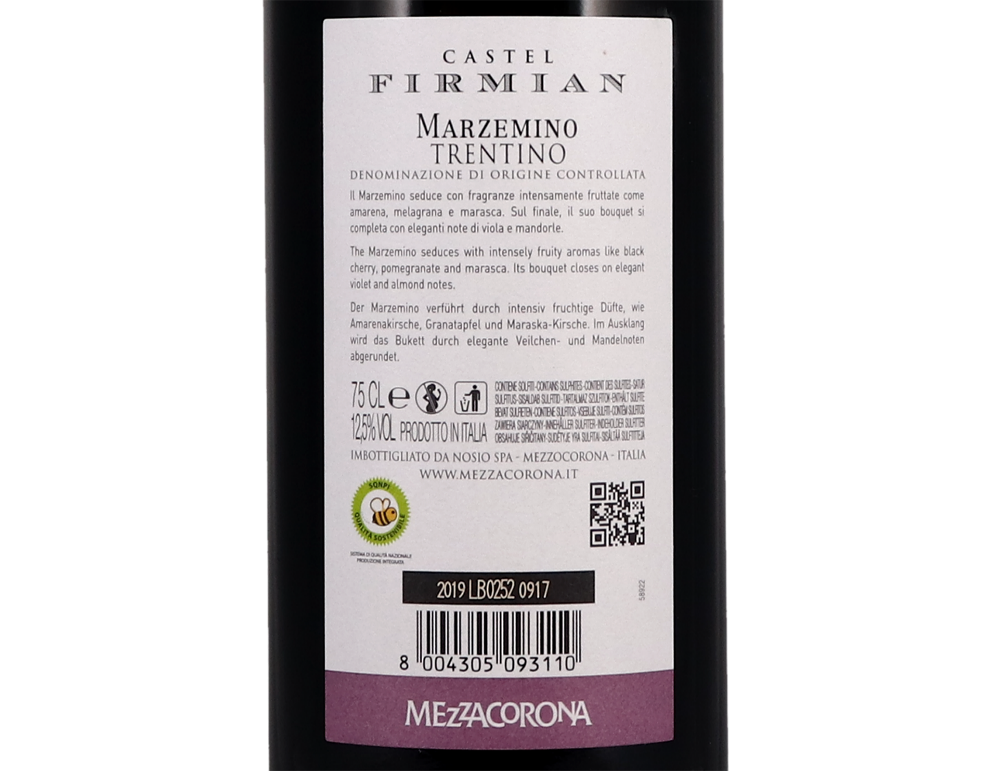 Marzemino Trentino Castel Firmian 2019