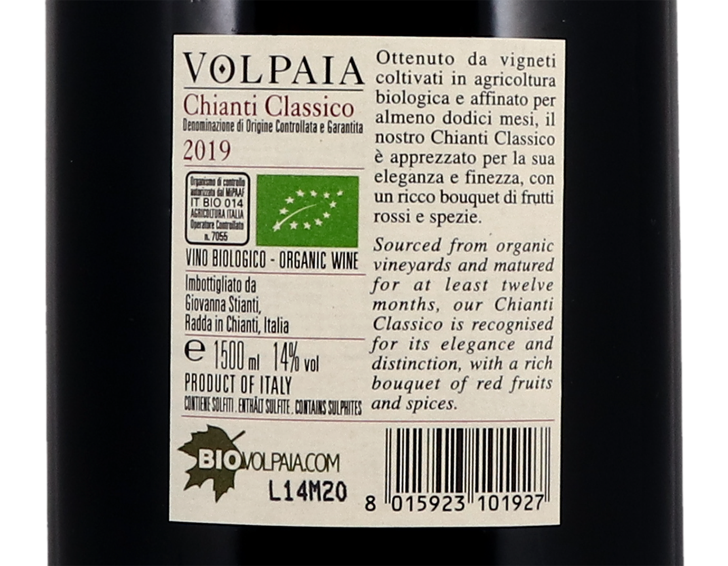 Magnum of Chianti Classico Volpaia 2019 Organic