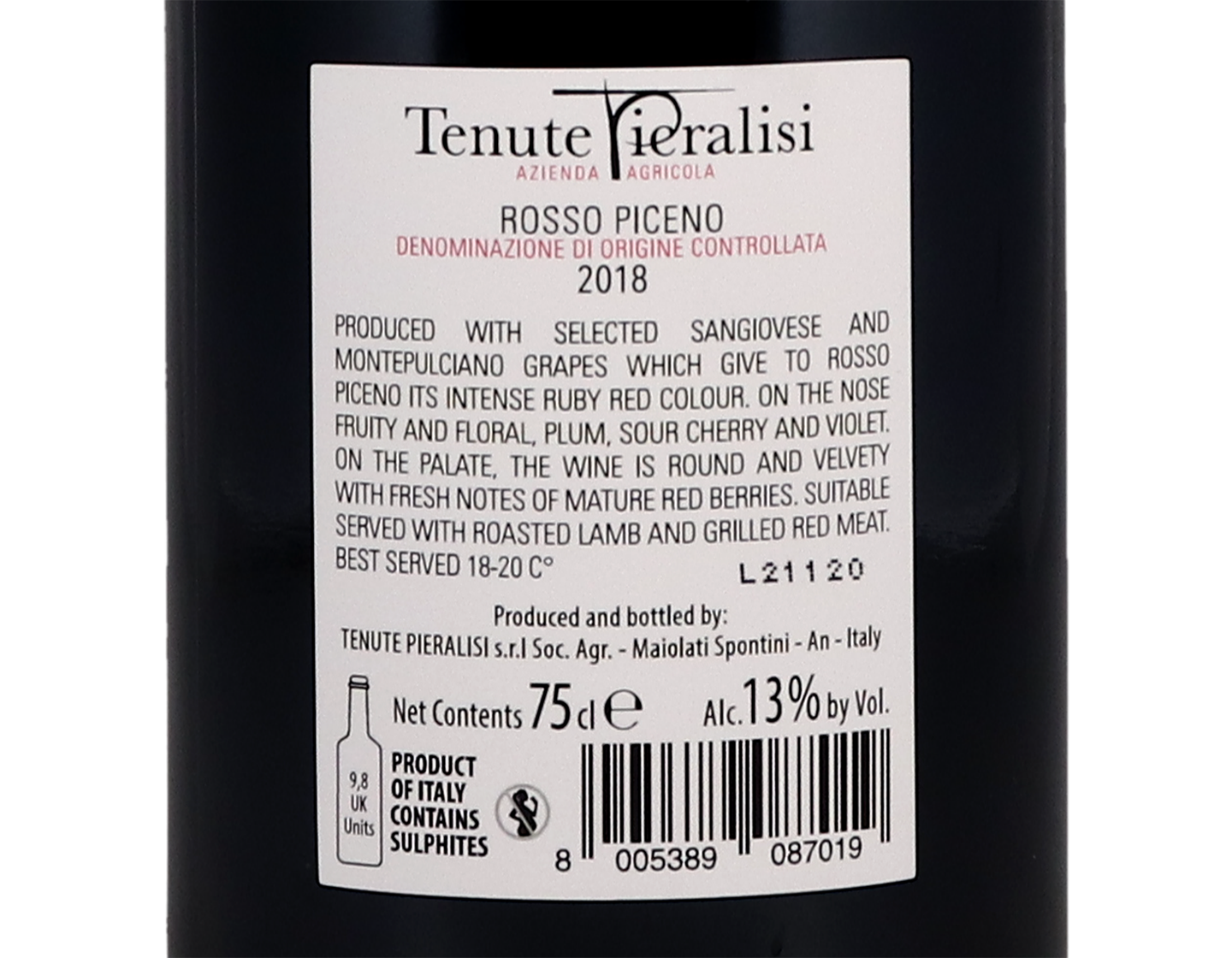 Rosso Piceno Tenute Pieralisi 2018