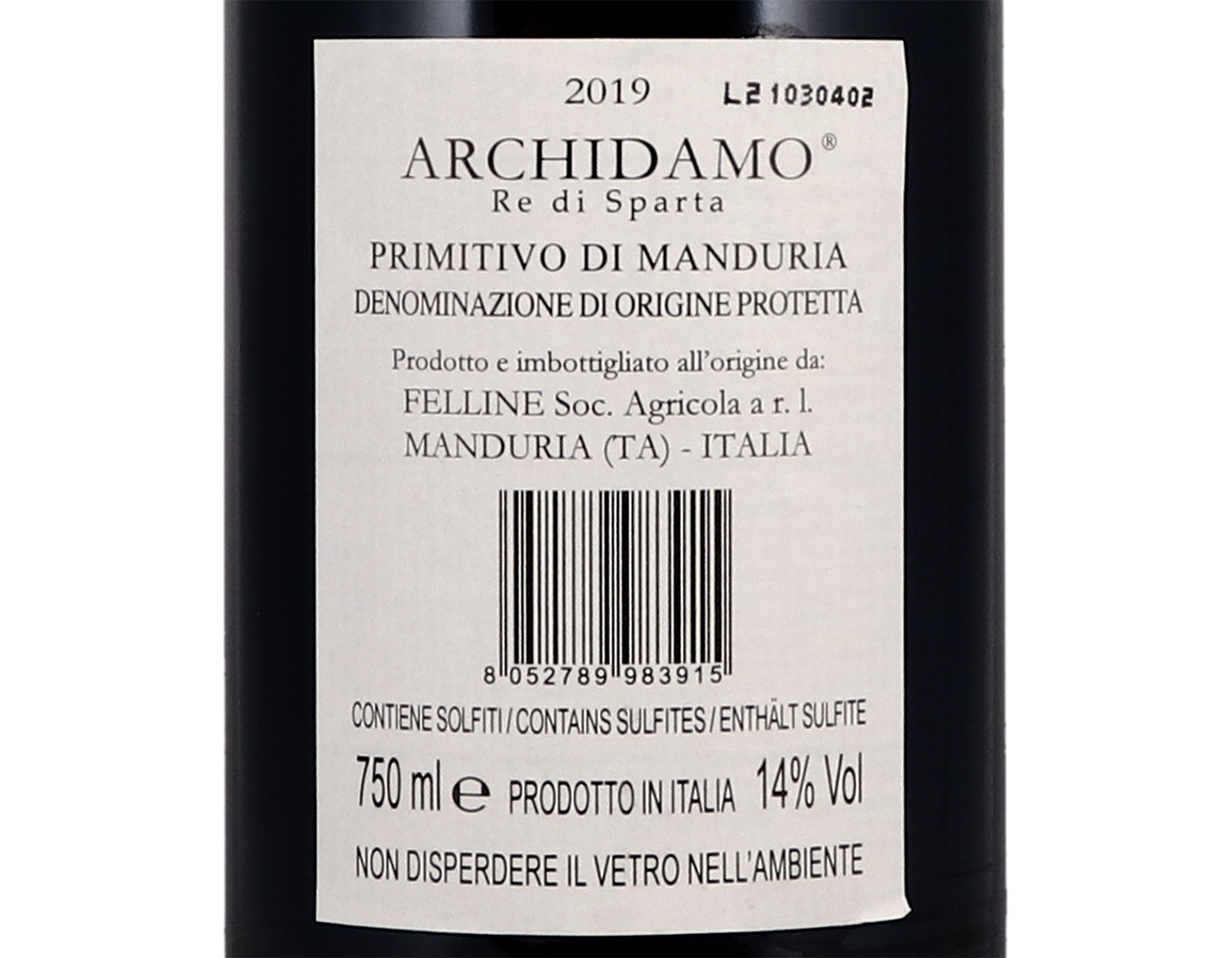Primitivo di Manduria Archidamo 2019