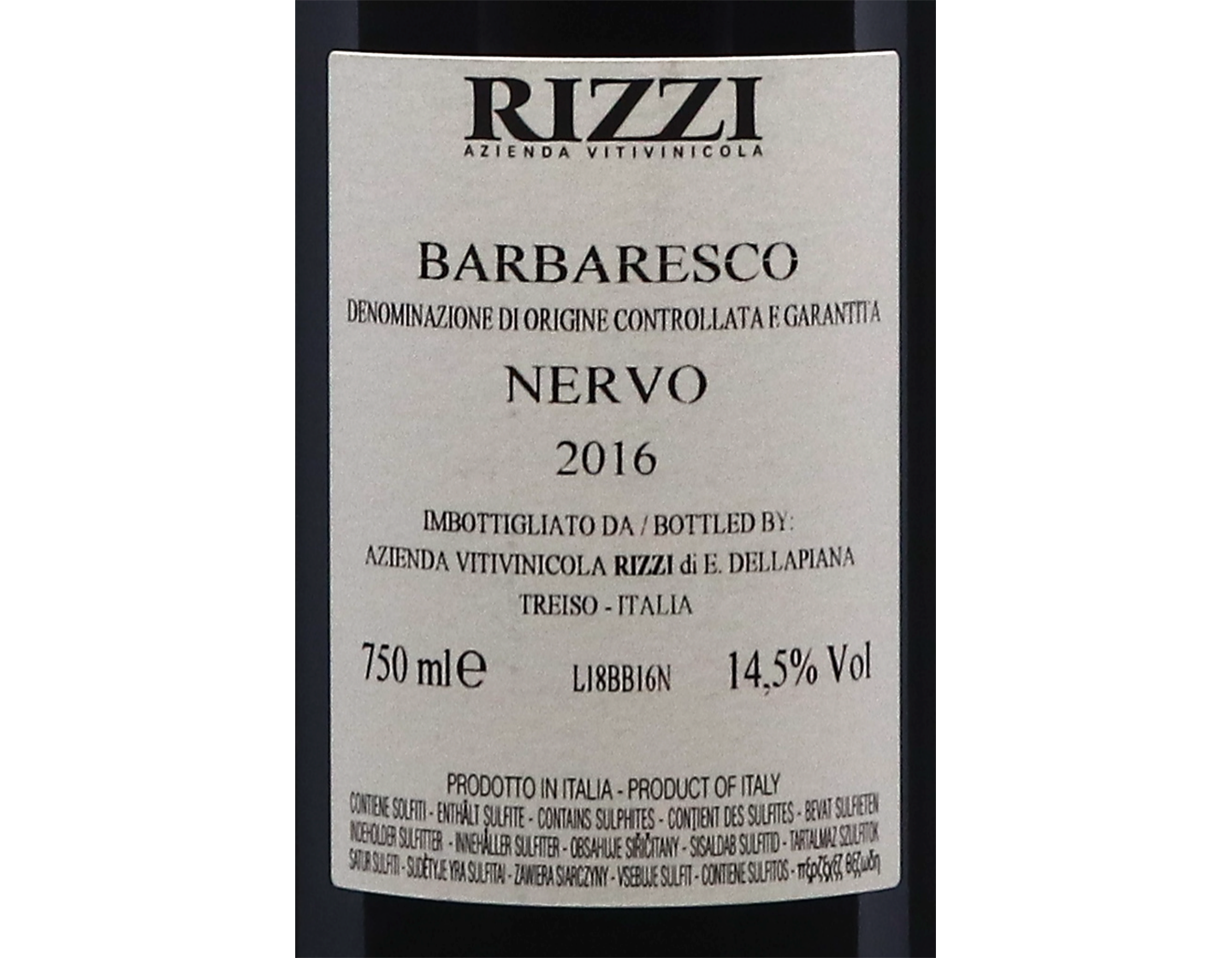 Barbaresco Nervo Rizzi 2016