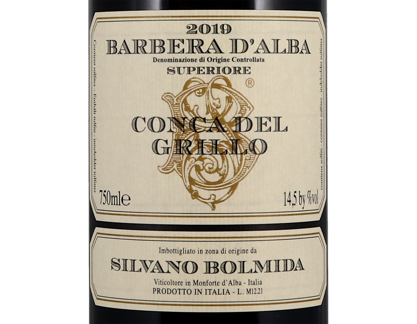 Barbera d'Alba Superiore Conca del Grillo, Silvano Bolmida 2019