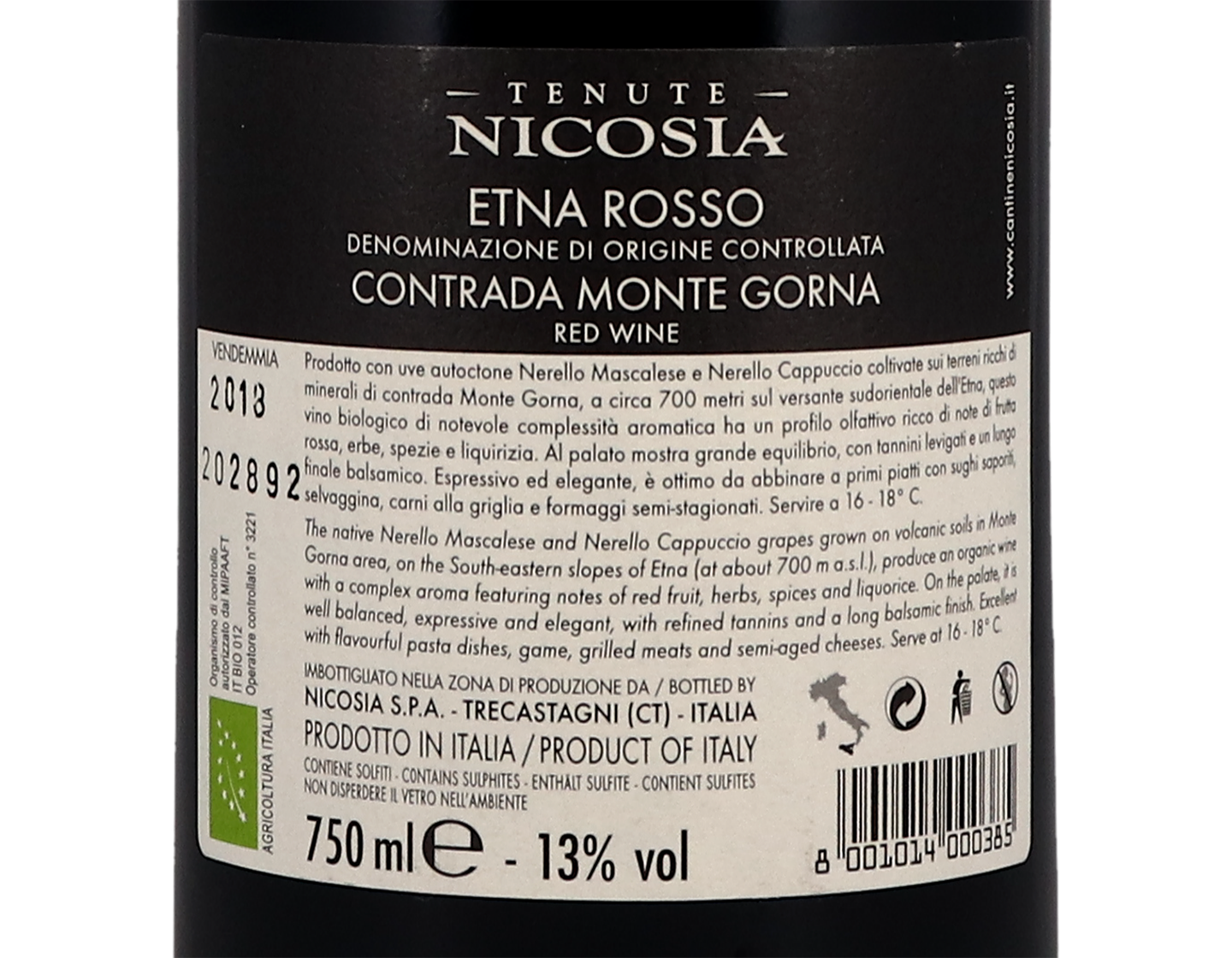 Etna Rosso Monte Gorna Nicosia 2018