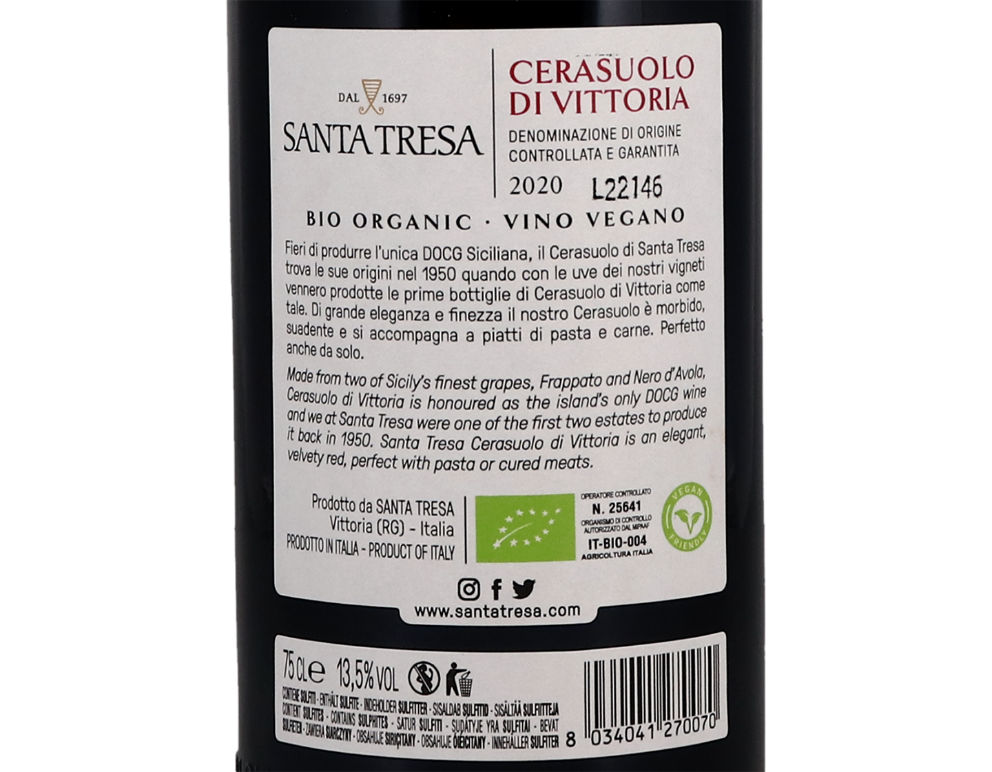 Santa Tresa, Cerasuolo di Vittoria 2020