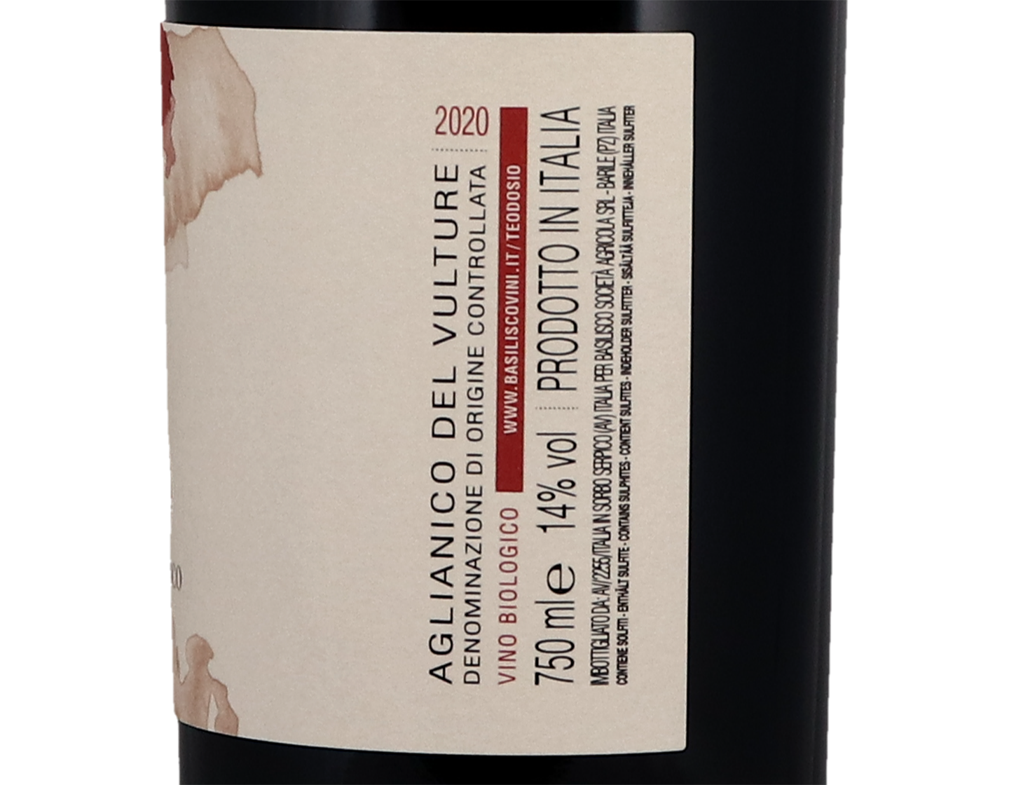 Basilisco Teodosio Aglianico Del Vulture 2020 Organic