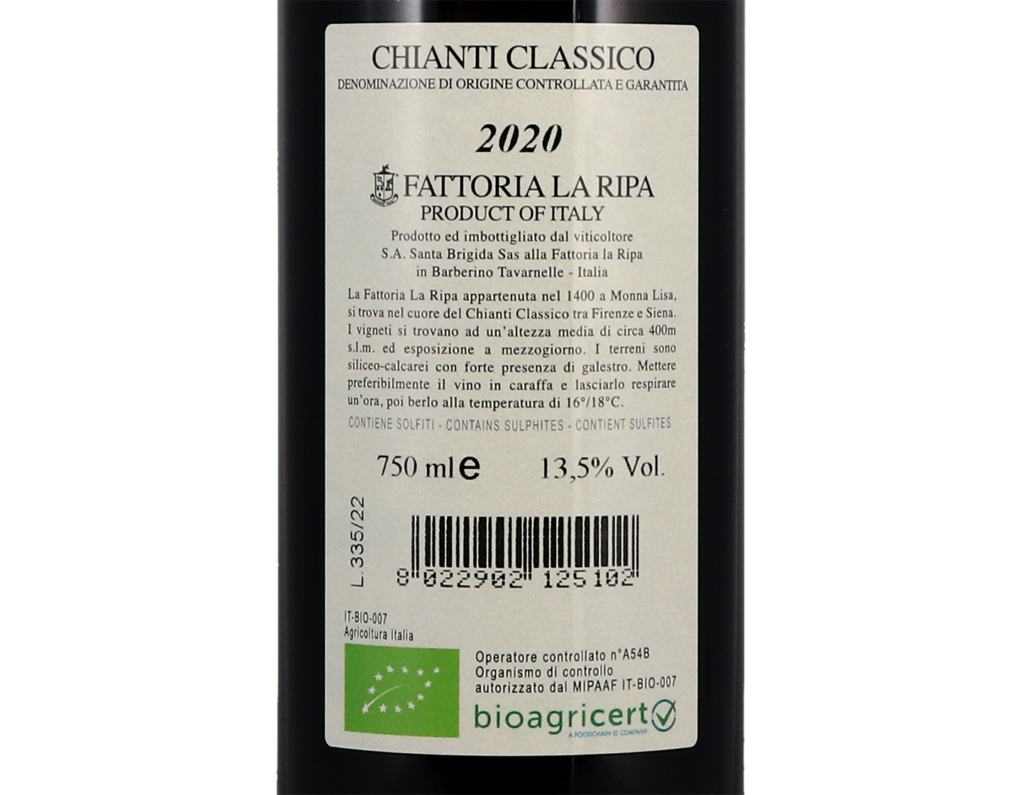 Chianti Classico Fattoria La Ripa 2020 ORGANIC
