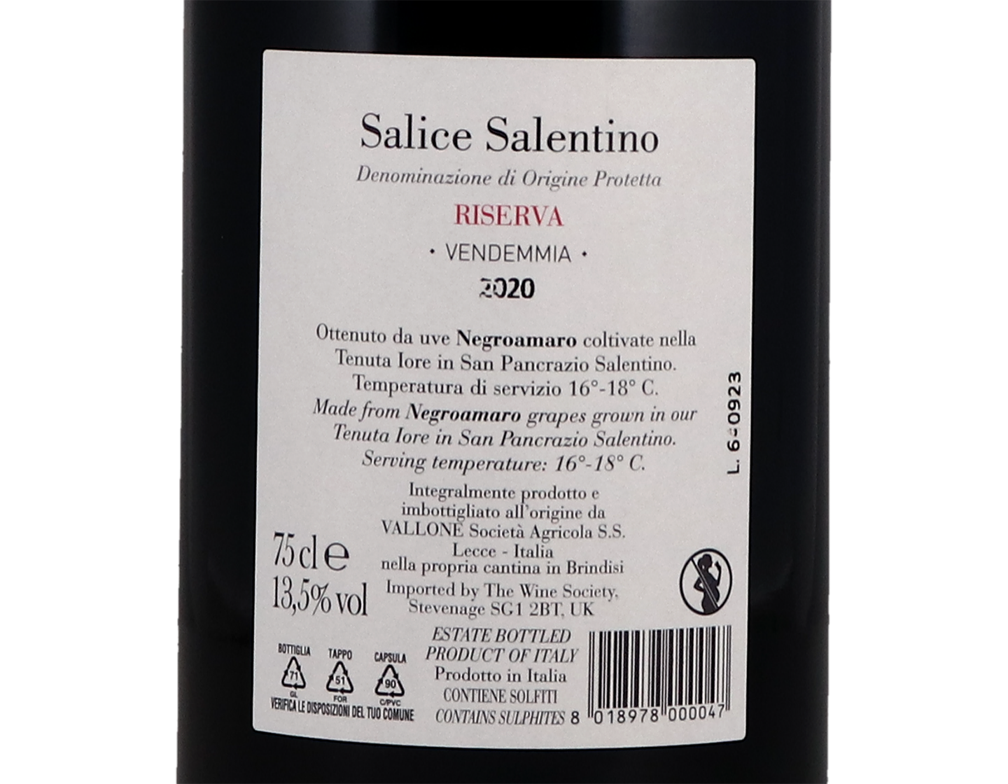 Salice Salentino Riserva Vallone 2020