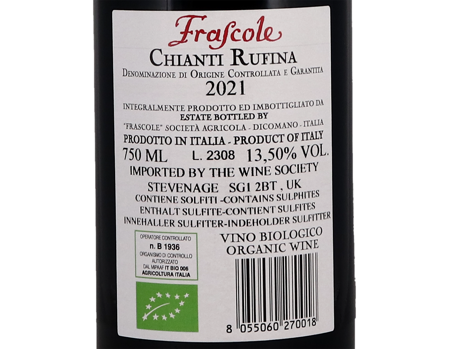 Chianti Rufina Frascole 2021 ORGANIC