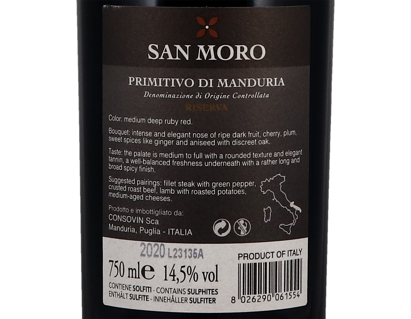 Primitivo di Manduria Riserva San Moro 2020
