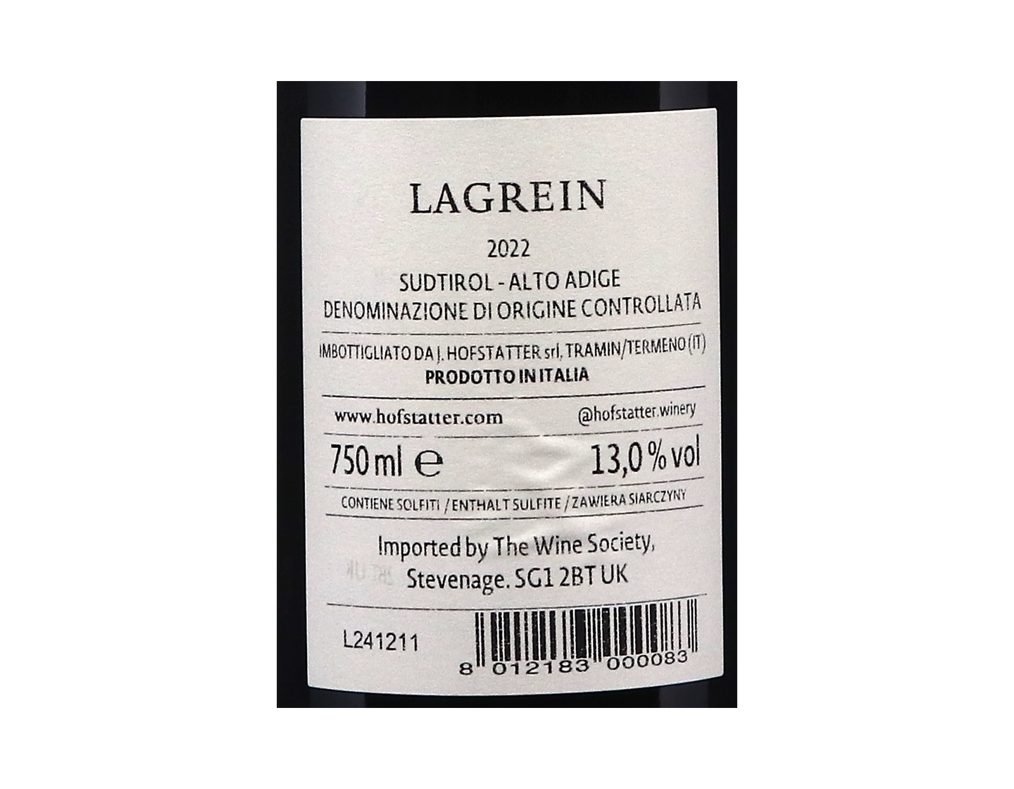 Lagrein Alto Adige Hofstatter 2022