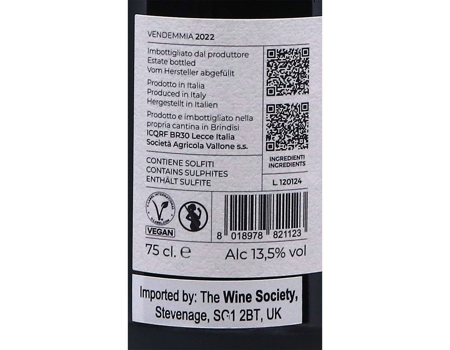 Negroamaro Vigna Flaminio Vallone 2022