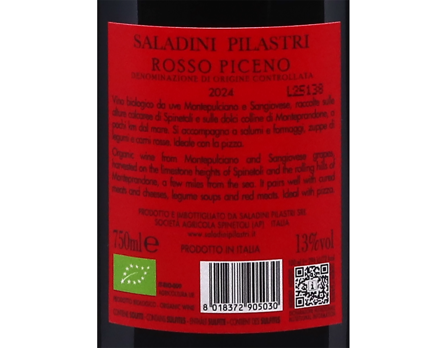 Rosso Piceno Saladini Pilastri 2024 ORGANIC