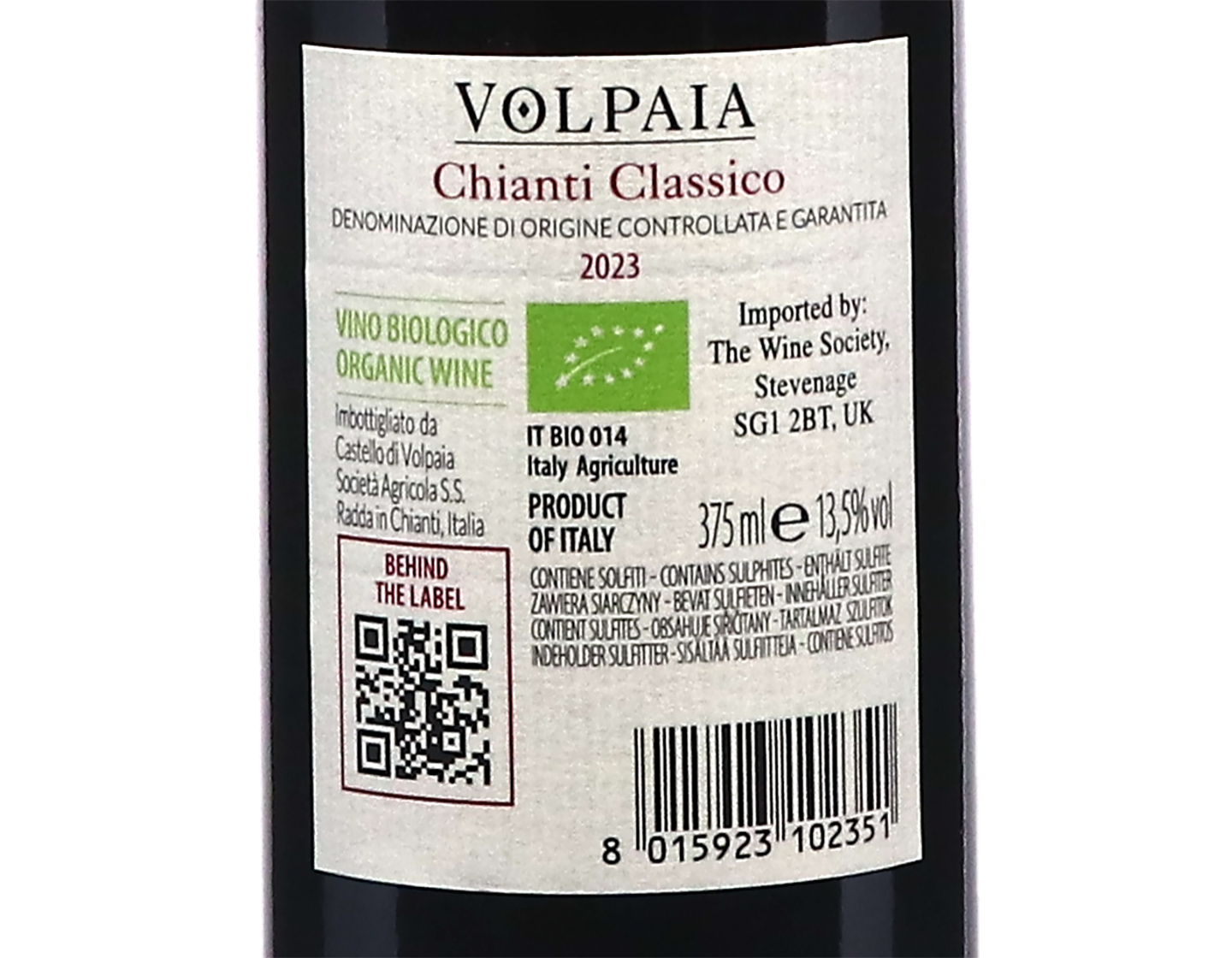Half bottle of Chianti Classico Volpaia 2023 ORGANIC