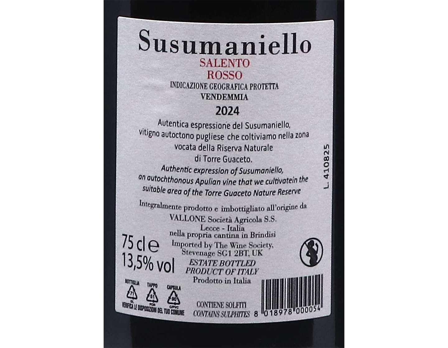 Susumaniello Salento Rosso, Vallone 2024