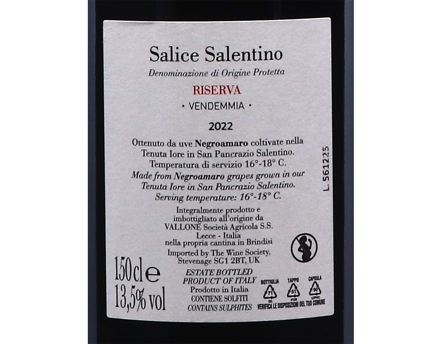 Magnum of Salice Salentino Riserva Vallone 2022