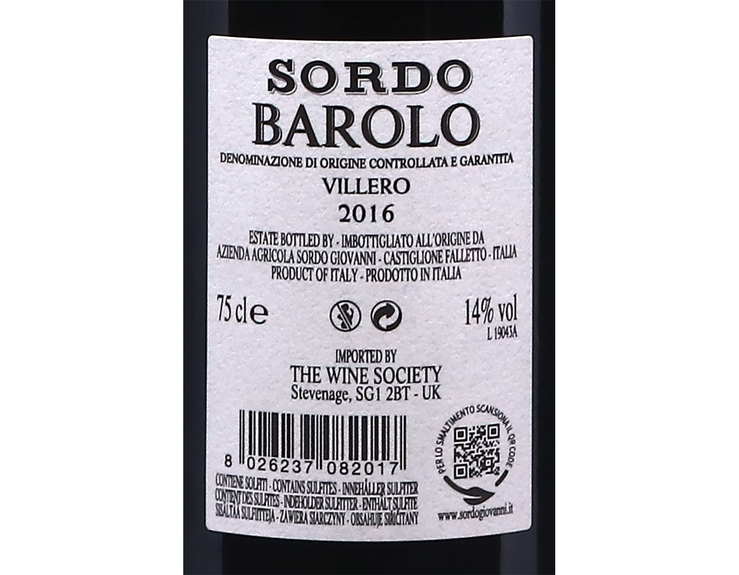 Barolo Villero Sordo 2016