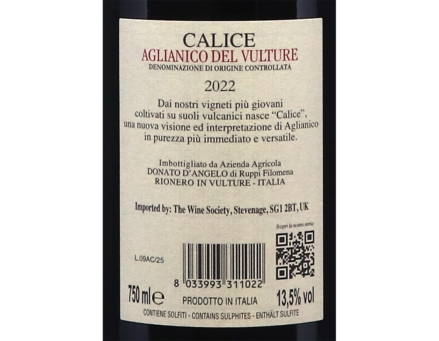Aglianico del Vulture Calice Donato D'Angelo 2022
