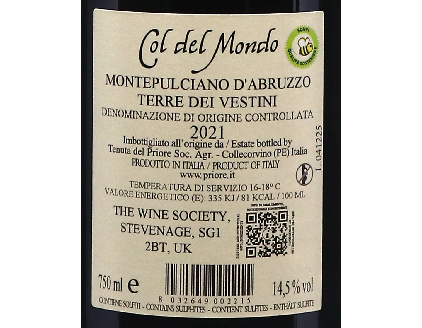 Montepulciano d'Abruzzo Tenuta del Priore Col del Mondo Fattore 2021