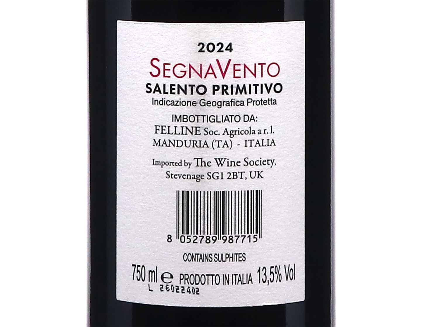 Tarantino Primitivo Segnavento Pervini 2024