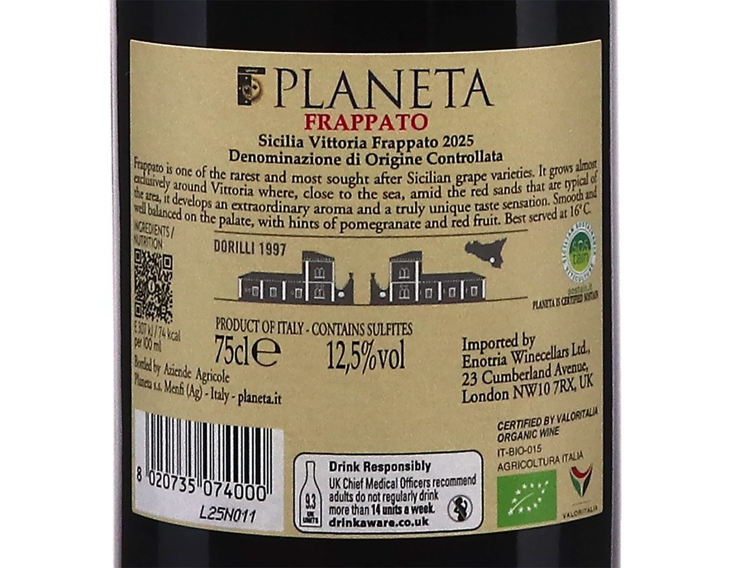 Frappato Vittoria Planeta 2025 ORGANIC