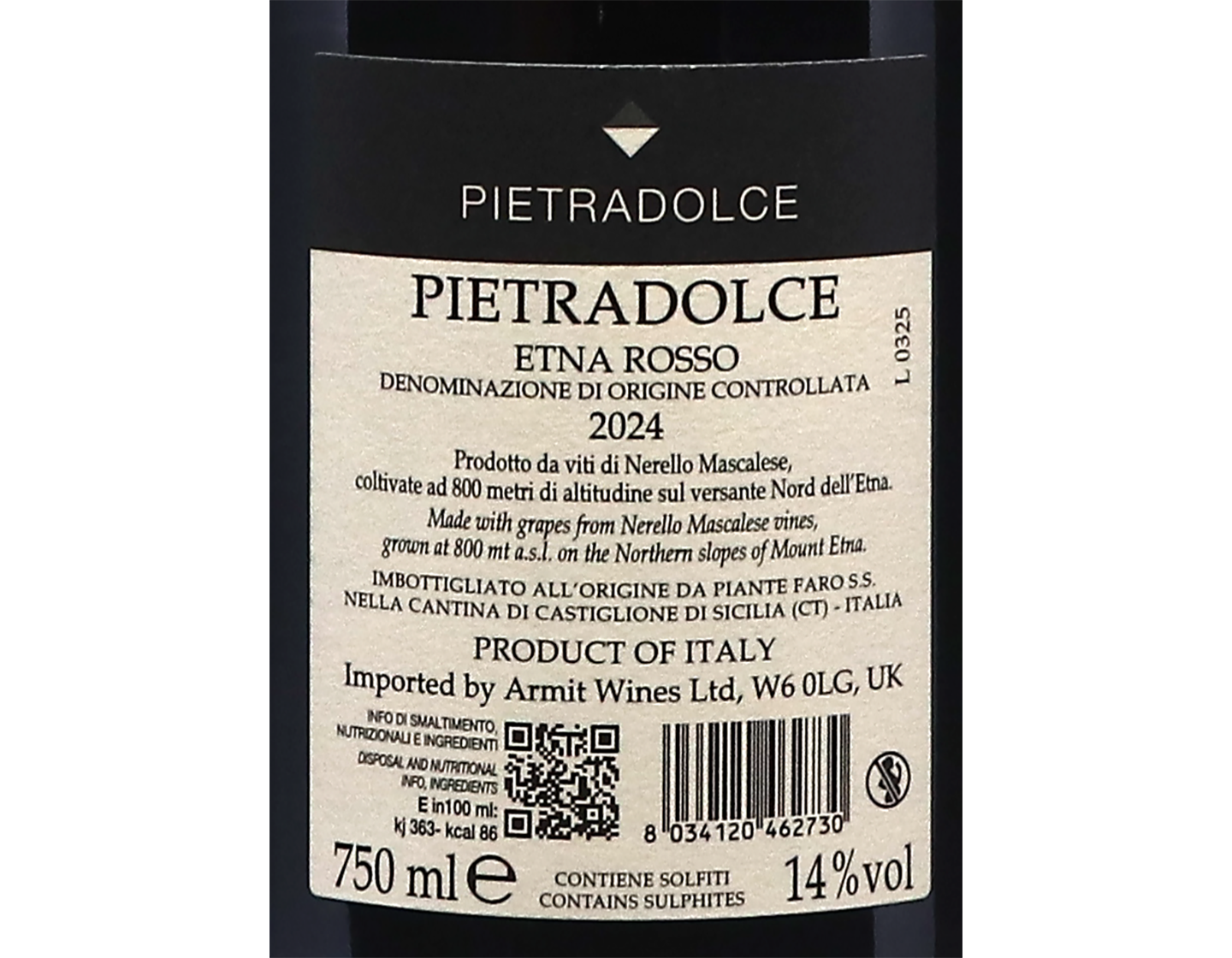 Etna Rosso, Pietradolce, Sicilia 2024