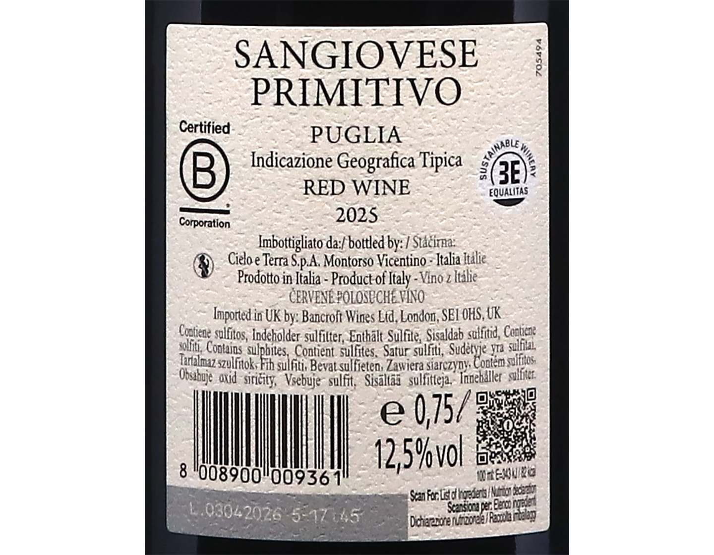 Sangiovese-Primitivo Cielo Via Mare, Puglia 2025