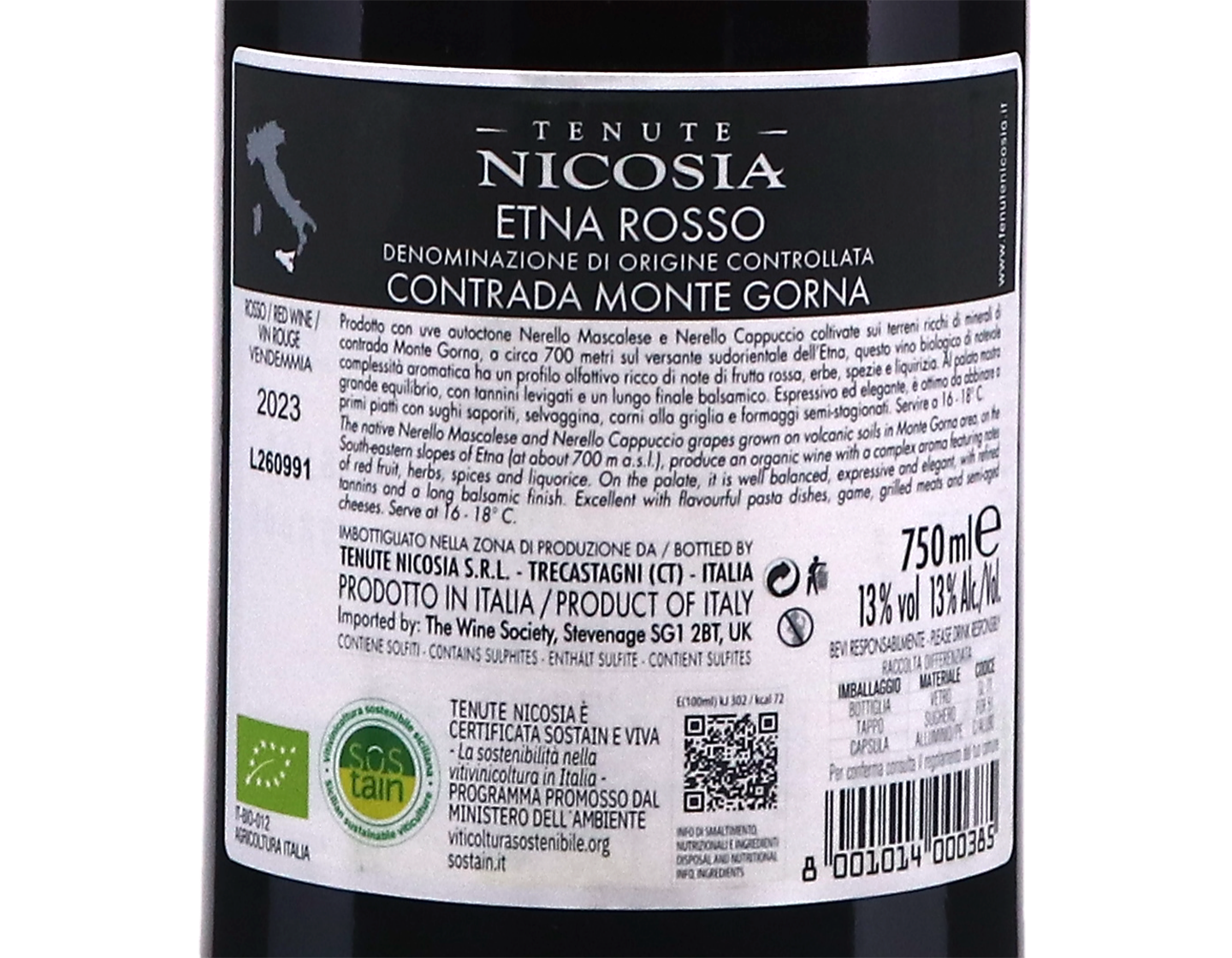 Etna Rosso Monte Gorna Nicosia 2023 ORGANIC