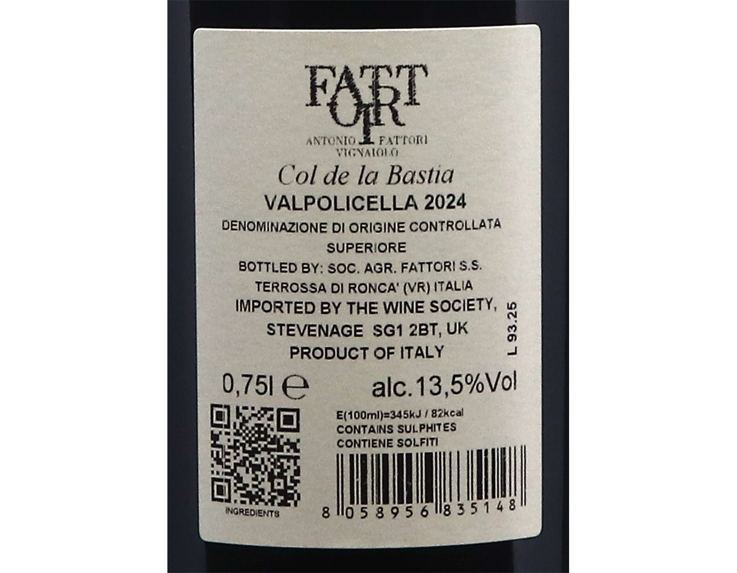 Valpolicella Superiore Col de La Bastia Fattori 2024
