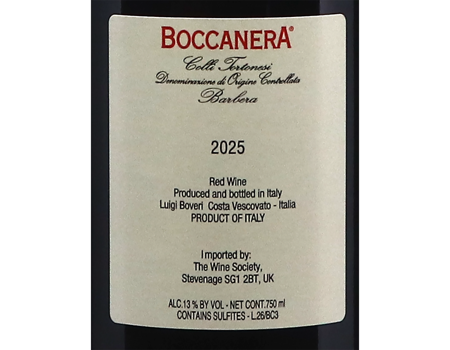 Boveri Barbera Boccanera Colli Tortonesi 2025